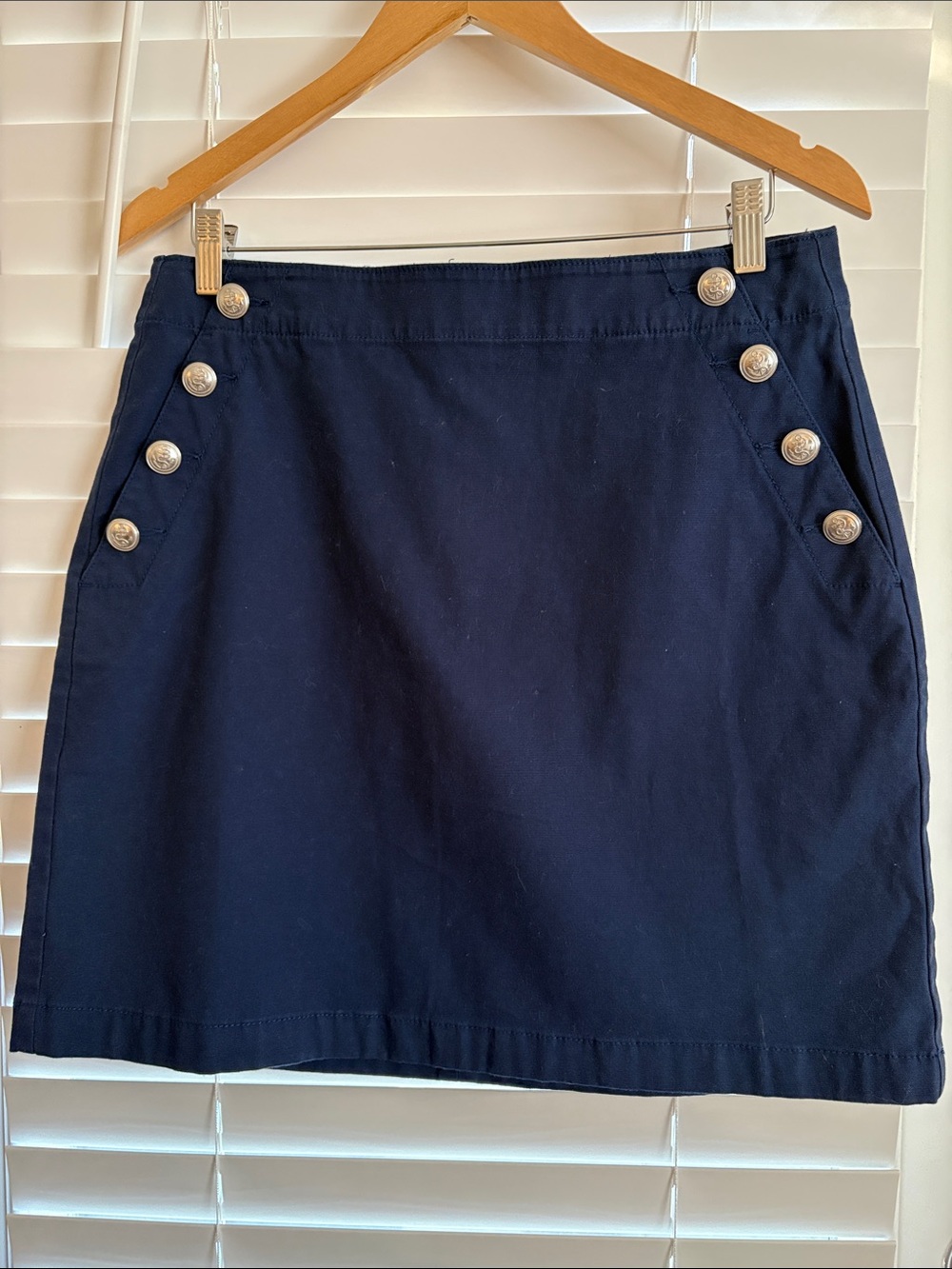 NWT LOFT Navy Sailor Button Preppy Office Career Mini Skirt SZ 10P